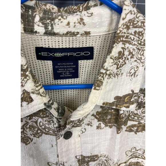 Mens ExOfficio Short Sleeve Shirt Paisley Fish Pattern Vented Lightweight Sz. L - Picture 3 of 5
